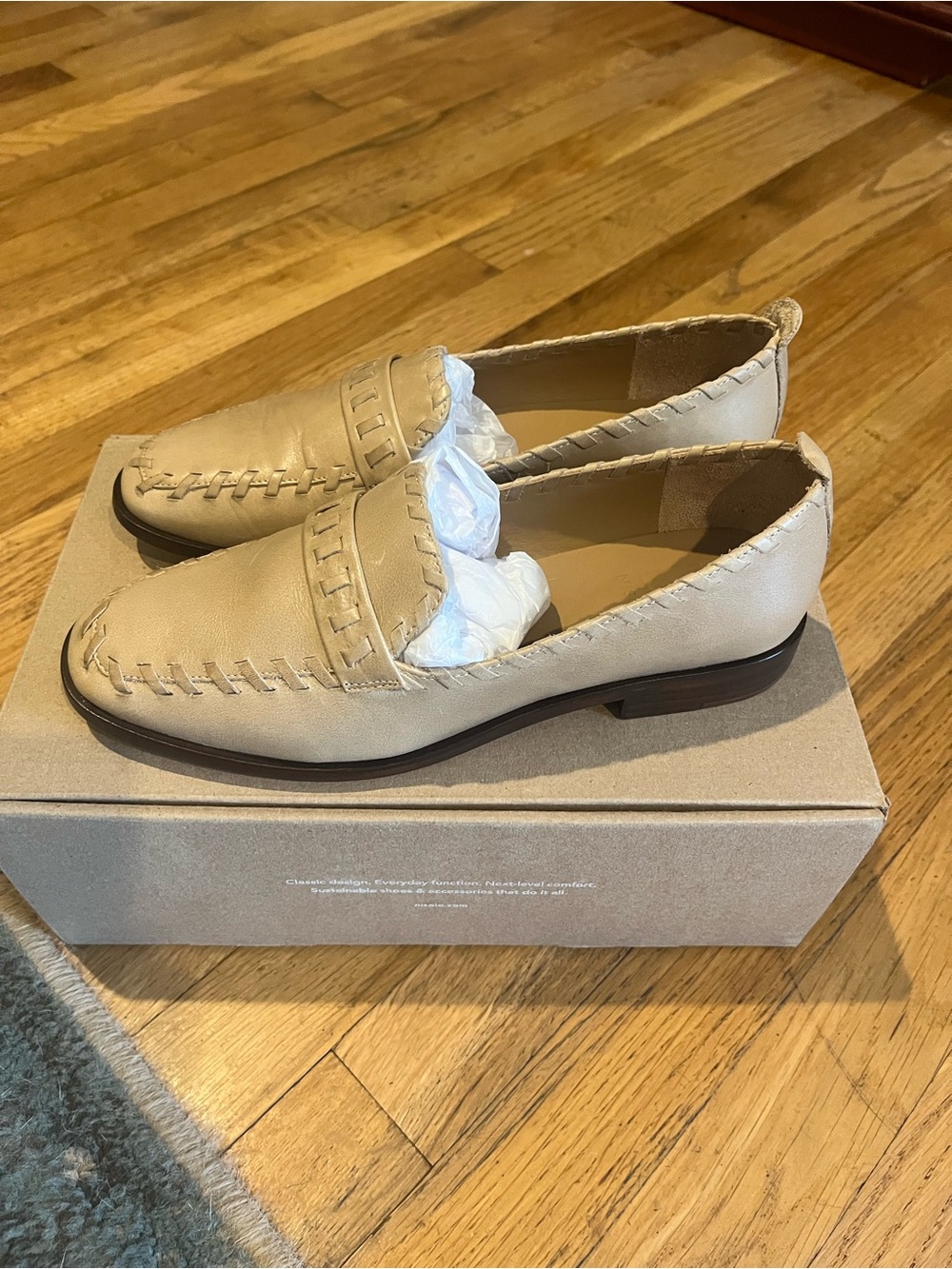 Nisolo Almond Leather Penny Loafers
